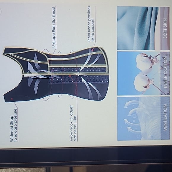 Ekouaer Mesh Steel Boned Waist Cincher Vest 6 Row Hooks Shapewear M fit 31-33" - Picture 2 of 11